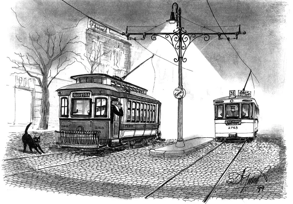 Sobre vías y con troley. Carrera de Tranvías