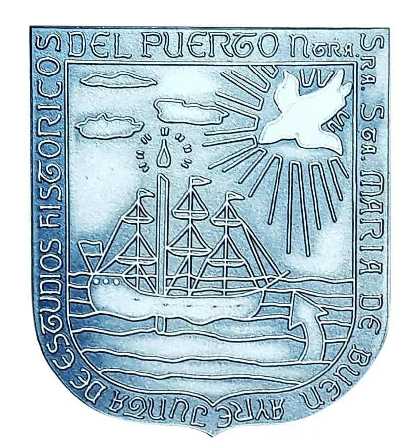 Escudo de la Junta de Estudios Históricos del Puerto Nuestra Señora Santa María del Buen Ayre. Descripción heráldica